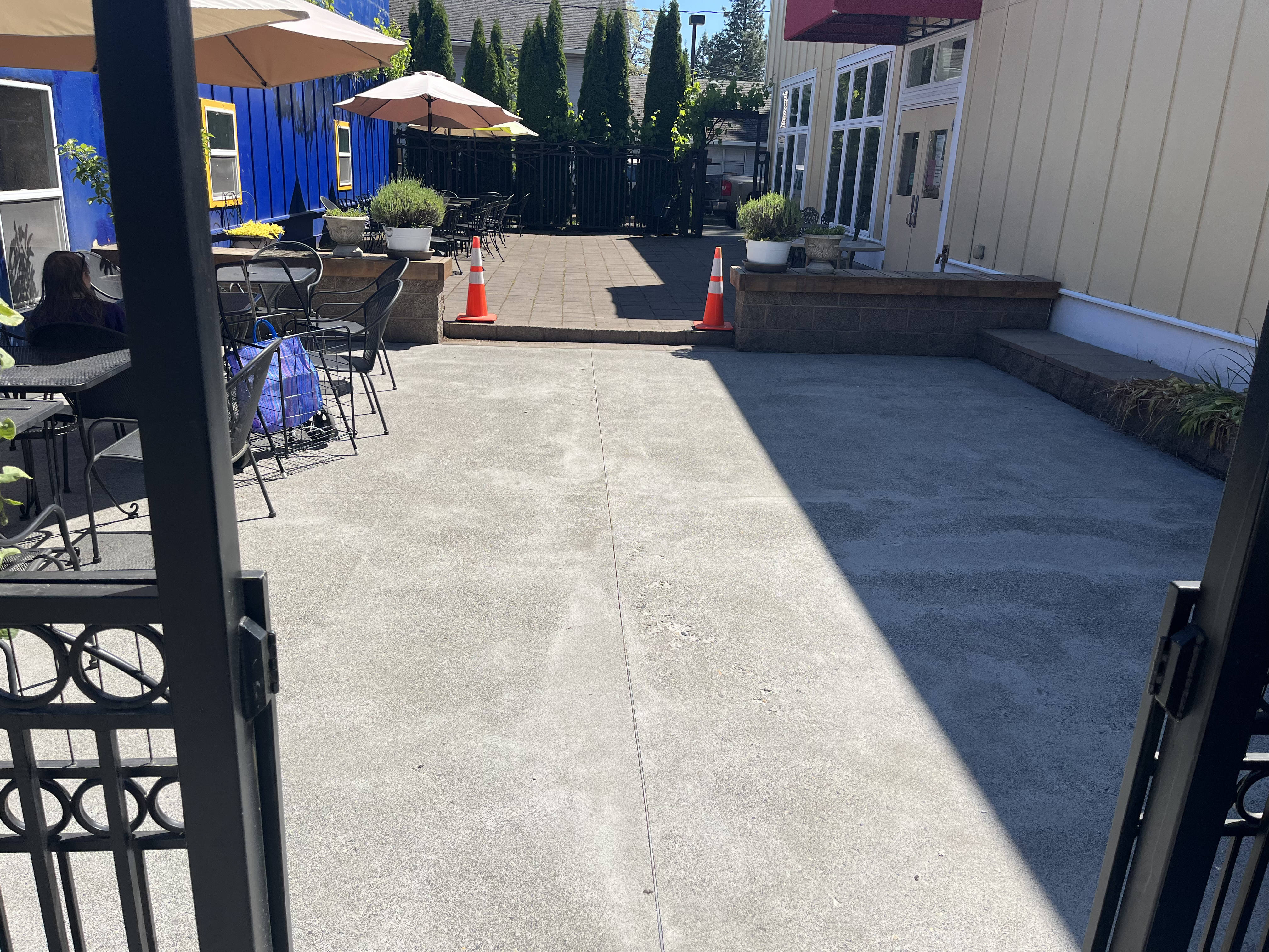 Clean cement side of house.