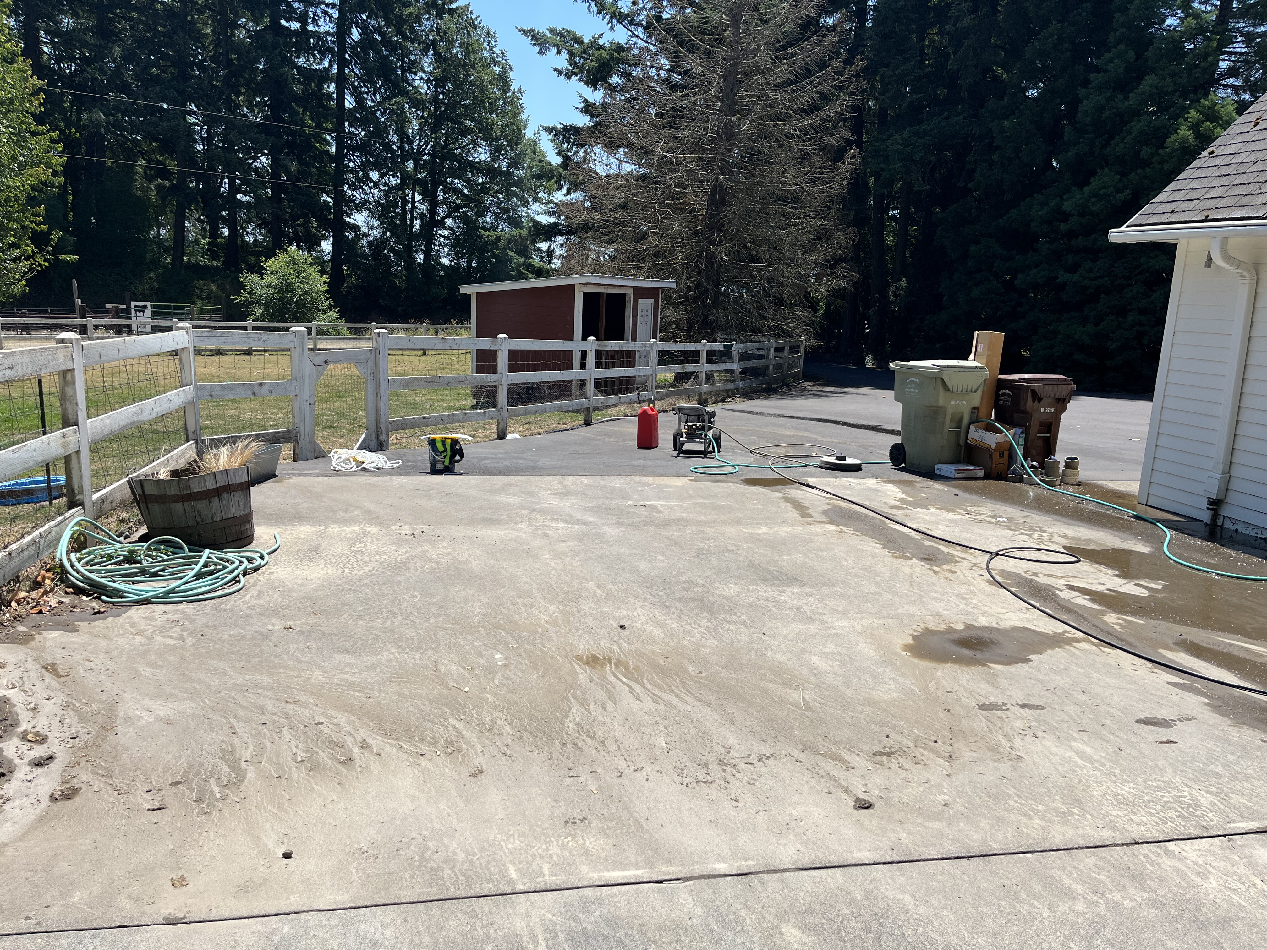 Dirty cement driveway.